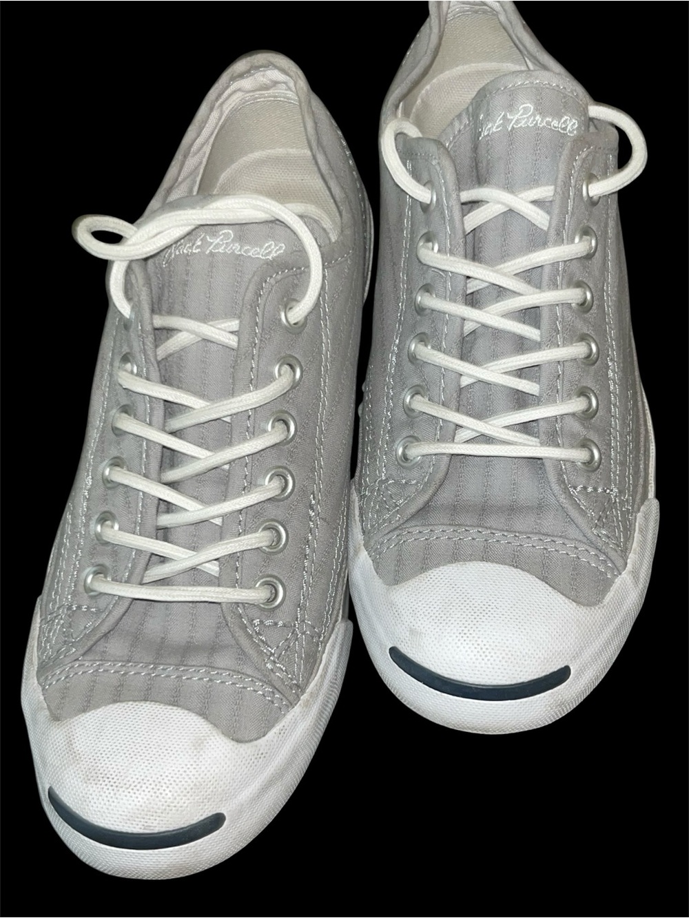Converse Jack Purcell Low Top Sneakers in Gray & White - Picture 3 of 5